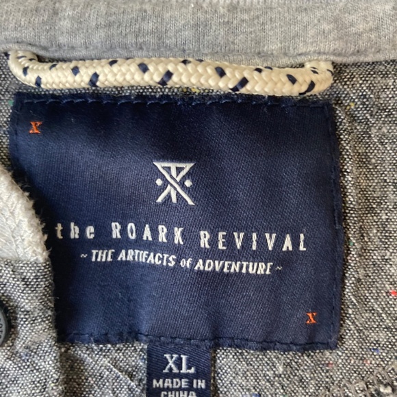 The Roark Revival Mens XL Long Sleeve Henley Gray White Stripe - Picture 3 of 8